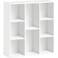 HOMCOM Bücherregal, 2-stufiges Aufbewahrungsregal, Aufbewahrungsmöbel mit 8 Fächern, für Wohnzimmer, Schlafzimmer, Büro, 74,3 x 24 x 80 cm, weiß Aosom – Ansicht 1