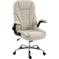 HOMCOM Bürostuhl, ergonomischer Bürostuhl mit großer gepolsterter Sitzfläche, höhenverstellbar, hochklappbare Armlehnen, hohe Rückenlehne, 360° drehbar, Velours – Ansicht 1