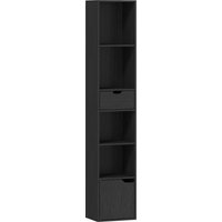 HOMCOM Bücherregal mit 6 Ebenen, Büroregal mit Schublade und verstellbarem Fach, Regal für Wohnzimmer, Büro & Schlafzimmer, 30 x 24 x 158 cm, Schwarz Aosom – Ansicht 1