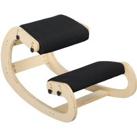 HOMCOM Kniesitzstuhl, ergonomischer Holz Wippstuhl, verstellbarer Kniesitzstuhl für Home Office, verbessert die Haltung, Rückenschmerzen, Schwarz Aosom – Ansicht 1