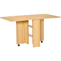 HOMCOM Klapptisch Esszimmertisch mobiler Beistelltisch Schreibtisch mit Rollen 140 x 80 x 74 cm in Naturfarbe, platzsparend & vielseitig Aosom.de – Ansicht 1