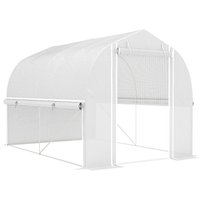 Outsunny Gewächshaus 3 x 2 x 2 m Foliengewächshaus mit 4 Fenster & Tür, Aufrollbar Seitenwänden, UV-beständiger Folientunnel Tomatenhaus mit verzinkten Stahlrah – Ansicht 1