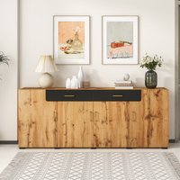 Sideboard, großes stabiles für Küche mit großem Stauraum 4 Türen 2 Schubladen, einfache Montage, 208 x 39,5 x 80 cm, tot 50 kg, Braun Aosom.de