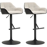 HOMCOM Set 2 Barhocker mit Rückenlehne, Fußstütze und Armlehnen, Höhenverstellbar und 360° drehbar, Leinen und PU mit rutschfester Base, für Theke, Restaurant,  – Ansicht 1