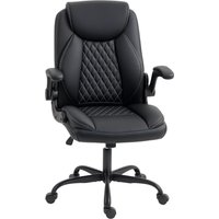 HOMCOM Bürostuhl mit hochklappbaren Armlehnen, ergonomisch, höhenverstellbar, Wippfunktion, breite gepolsterte Sitzfläche, 360°-Drehung, belastbar bis 120 kg, s – Ansicht 1