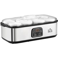 HOMCOM Joghurtbereiter 25W mit LCD-Display, 8 Gläser 180ml mit Deckel, einstellbare Temperatur aus PC & PP-Kunststoff Aosom.de – Ansicht 1