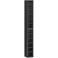 HOMCOM 2er-Set Säulenregale CD-DVD Aufbewahrungsschrank 6 + 6 Fächer 21 x 22,5 x 88,5 cm maximale Kapazität 204 CD schwarz Aosom – Ansicht 1