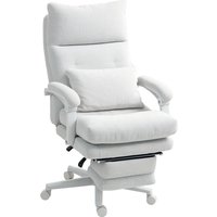 HOMCOM Bürostuhl Ergonomischer Schreibtischstuhl mit Lendenwirbelstütze, Hoher Rückenlehne, Fußstütze, Höhenverstellbarer Drehstuhl mit Leinenoptik, Gepolstert  – Ansicht 1