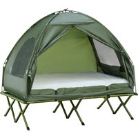 Outsunny Erhöhtes Campingbett mit Kuppelzelt und Luftmatratze inkl. Pumpe, Taft, grün, 193 x 136 x 178 cm für Outdoor Abenteuer Aosom.de – Ansicht 1