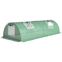 Outsunny Mini Tunnelgewächshaus Foliengewächshaus mit Mesh Fenster UV-beständig PE Folie grün 200x80x45cm ideal für Gartenpflanzen Aosom.de – Ansicht 1