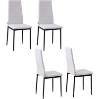 HOMCOM Set 4 Gepolsterte Stühle für Wohnzimmer oder Esszimmer, Moderne Küchenstühle, aus Metall und weißem Stoff Aosom – Ansicht 1