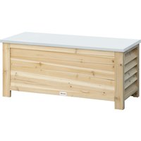 Outsunny Gartentruhe aus Holz und verzinktem Metalldeckel 155L mit Gasdruckfedern - 110 x 50 x 50 cm Holz natur Aosom – Ansicht 1