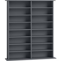 HOMCOM CD- und DVD-Aufbewahrung, Multimedia-Aufbewahrungsmöbel, Max. Kapazität 720 CD/396 DVD und Blu-ray, 16 Fächer und 12 verstellbare Einlegeböden, für Wohnz – Ansicht 1
