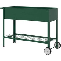 Outsunny Hochbeet mit Rädern, Regal Kräuterbeet Pflanzenbeet Metall für Garten, Balkon Grün 109 x 44 x 80 cm Aosom – Ansicht 1