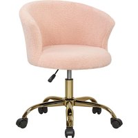 Vinsetto Bürostuhl aus Teddyfleece, Friseurstuhl, Höhenverstellbarer Drehstuhl mit gepolsterter Sitzfläche und goldenem Stahlgestell, für Büro, Wohnzimmer, Schl – Ansicht 1