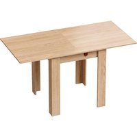 HOMCOM Klapp-Esstisch für 4 Personen, Küchentisch mit Stahlführungen, platzsparend für Wohnzimmer, Esszimmer, 140x70x77 cm, Eiche Aosom – Ansicht 1