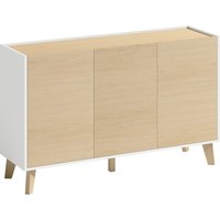 HOMCOM Buffet Küche, nordisches Aufbewahrungsmöbel, 3 Türen mit Soft-Close, 6 Fächer, TV-Möbel für 50 Zoll, für Wohnzimmer und Schlafzimmer, 120x35x73,5 cm, nat – Ansicht 1