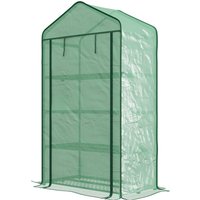 Outsunny Garten Gewächshaus Balkon Regal Gewächshaus 4 Ebenen 90L x 49B x 160H cm Verzinkter Stahl Abnehmbare PE Hochdichte-Plane Grün Aosom – Ansicht 1