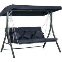 Outsunny Hollywoodschaukel, Gartenschaukel mit verstellbarem Sonnendach, Abnehmbare Kissen, 3-Sitzer, 198 x 118 x 168 cm, Dunkelgrau Aosom.de – Ansicht 1