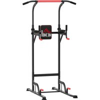 HOMCOM Power Tower höhenverstellbar Dip Station mit Klimmzugstange Saugnäpfe, Gepolsterte Kraftstation freistehend multifunktionale Kraftturm Fitness Trainingsg – Ansicht 1