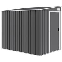 Outsunny Metall Gerätehaus 2,81m² 154x206,5x181 cm Geräteschuppen mit Pultdach Fundament Schiebetür wetterfest Gartenhaus Outdoor Garten Schuppen Schrank für Hi – Ansicht 1