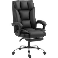 HOMCOM Ergonomischer Bürostuhl Reclinierbar 155° mit Fußstütze, Schreibtischstuhl aus kratzfestem Kunstleder, Leicht zu Reinigen, Doppelpolster, Gepolsterte Arm – Ansicht 1