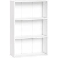 HOMCOM Aufbewahrungsregal mit 3 Fächern und verstellbarem Einlegeboden, Aufbewahrungsschrank für Büro, Wohnzimmer, Schlafzimmer, 60 x 24 x 93 cm, Weiß Aosom – Ansicht 1