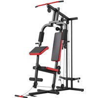 SPORTNOW Kraftstation Fitnessstation mit Latzug, Butterflystange, verstellbar Preacher Bank, Beintrainer, Multifunktion Homegym Multistation bis 120kg Fitnessge – Ansicht 1