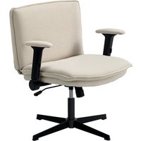 HOMCOM Bürostuhl für Überkreuzte Beine, Schreibtischstuhl mit klappbaren Armlehnen, 63 cm breiter Sitz, ohne Rollen, höhenverstellbar, drehbar, Kippfunktion, Le – Ansicht 1