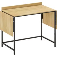 HOMCOM Schreibtisch Klappbar Computertisch Bürotisch mit Modern-Design, Metallgestell für Arbeitszimmer Schlafzimmer Home Office, 100/135/170 x 58 x 78 cm Eiche – Ansicht 1
