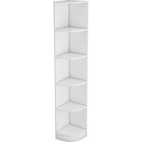 Eckbücherregal aus MDF, fünfschichtiges Design, platzsparendes dreieckiges Design, 42x30x180 cm, Weiß – Ansicht 1