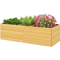 Outsunny Hochbeet aus Holz, Pflanzbeet Frühbeet mit 3 Pflanzzonen, Gartenbeet Blumenkasten, Pflanzkasten 140 x 60 x 40cm Gemüsebeet für Garten Balkon Terrasse,  – Ansicht 1