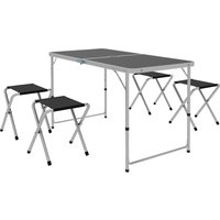 Outsunny Set zusammenklappbarer Campingtisch mit 4 Stühlen, höhenverstellbarer Picknicktisch, 4 Bänke und Sonnenschirmöffnung, aus Aluminium, für Picknick, See, – Ansicht 1