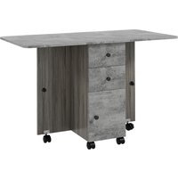 HOMCOM Klappbarer Küchentisch, klappbarer Esstisch mit 2 klappbaren Platten, 2 Schubladen, 1 Schrank und 1 Ablagefach, 120 x 60 x 76,5 cm - Grau Aosom – Ansicht 1