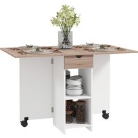 HOMCOM Ausziehbarer Esstisch, klappbarer Küchentisch, für 2 bis 4 Personen, ausziehbarer Tisch mit 2 Klappen, für kleine Räume, rechteckig, modernes Design, Eic – Ansicht 1
