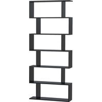 HOMCOM Bücherregal im Zickzack-Design 80B x 23T x 192H cm 6 Ebenen Schwarz Aosom – Ansicht 1