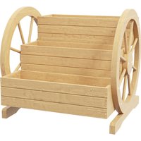 Outsunny Hochbeet aus Holz, Blumenkasten mit 3 Etagen, Gemüsebeet mit Wagenrad-Dekor, Kräuterbeet mit Entwässerungslöchern für Garten, Balkon, Naturholz, 61 x 6 – Ansicht 1