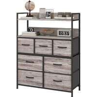 HOMCOM Kommode Schlafzimmer Aufbewahrungsmöbel 7 Schubladen aus Stoff faltbar und herausnehmbar mit offenen Regalen und Stahlrahmen, Schubladenkommode für Wohnz – Ansicht 1
