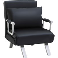 HOMCOM 2-in-1 Schlafsofa mit verstellbarer Rückenlehne 65L x 77B x 80H cm, abnehmbarer Bezug, Kissen, stabil und rostfrei, Polyester Schwarz Aosom.de – Ansicht 1