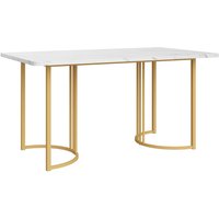 Rechteckiger Küchentisch mit stabiles Metallgestell, 140x80x75 cm, Weiß – Ansicht 1
