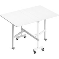 HOMCOM Klapptisch auf Rollen für 4-6 Personen 26-120 cm - Rechteckiger Küchentisch, 2 Klappen - Industrieller Stil, für kleine Räume, Esszimmer, Weiß Aosom