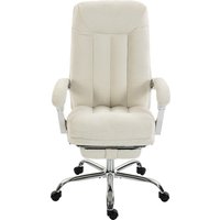 HOMCOM Ergonomischer Bürostuhl, Inclinierbarer Chenille-Bürosessel, Höhenverstellbar, Hohe Rückenlehne, Fußstütze, Dicke Polsterung, 360° drehbar, Creme Aosom – Ansicht 1