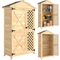 Outsunny Gartenschrank aus Fichtenholz mit Umkippschutz-Kit, Außengerätehaus mit belüfteten Türen, abnehmbare Regale, geneigtes Asphaltdach, 101,5x49x176 cm, Ho – Ansicht 1