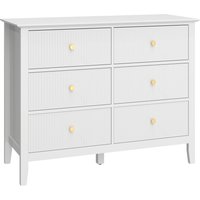 HOMCOM Kommode Sideboard mit 6 Schubladen Moderner Aufbewahrungsschrank Schubladenschrank für Wohnzimmer Schlafzimmer Flur 100 x 40 x 78 cm Weiß Aosom – Ansicht 1