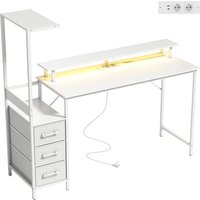 HOMCOM Gaming-Schreibtisch mit verstellbarem, umkehrbarem CPU-Halter und LED, 147x47 cm Gaming-Station mit Ladestation, Monitorhalter, 3 Stoffschubladen, für Zu – Ansicht 1