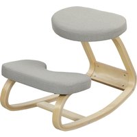 HOMCOM Kniesessel mit Wippbewegung, Posturaler ergonomischer Stuhl aus Leinenstoff und Birkenholz, 50x73x55 cm, Hellgrau Aosom – Ansicht 1