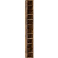 HOMCOM Aufbewahrung für CDs und DVDs, Säulenregal, Aufbewahrungsmöbel mit 12 Fächern, max. Kapazität 204 CDs, 21 x 20 x 175 cm, rustikales Braun Aosom – Ansicht 1