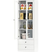 HOMCOM Aufbewahrungsschrank Buffet Wohnzimmer mit Glastüren-Schrank, verstellbaren Regalen und 2 Schubladen, Aufbewahrungsschrank für Wohnzimmer, Küche, Schlafz – Ansicht 1