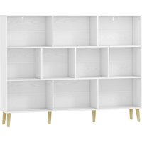 HOMCOM 10-Fächer-Regal, 3-stufiges Bücherregal mit Massivholzfüßen, für Schlafzimmer, Wohnzimmer, Büro, 140x24x107 cm, Weiß Aosom – Ansicht 1