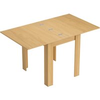 HOMCOM Ausziehbarer Esstisch, 70-140x80 cm, Ausziehbarer Küchentisch, für 4-6 Personen, mit PU-Griff und Filzgleitern, für kleine Räume, Wohnzimmer, Naturholz A – Ansicht 1